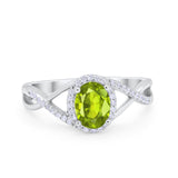 Infinity Shank Oval Engagement Ring Simulated Cubic Zirconia 925 Sterling Silver