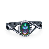 Infinity Shank Oval Engagement Ring Simulated Cubic Zirconia 925 Sterling Silver