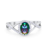 Infinity Shank Oval Engagement Ring Simulated Cubic Zirconia 925 Sterling Silver