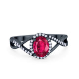 Infinity Shank Oval Engagement Ring Simulated Cubic Zirconia 925 Sterling Silver