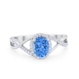 Infinity Shank Oval Engagement Ring Simulated Cubic Zirconia 925 Sterling Silver