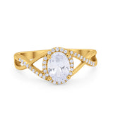 Infinity Shank Oval Engagement Ring Simulated Cubic Zirconia 925 Sterling Silver