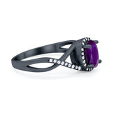 Infinity Shank Oval Engagement Ring Simulated Cubic Zirconia 925 Sterling Silver
