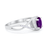 Infinity Shank Oval Engagement Ring Simulated Cubic Zirconia 925 Sterling Silver