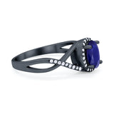 Infinity Shank Oval Engagement Ring Simulated Cubic Zirconia 925 Sterling Silver