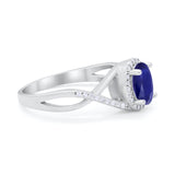 Infinity Shank Oval Engagement Ring Simulated Cubic Zirconia 925 Sterling Silver