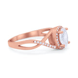 Infinity Shank Oval Engagement Ring Simulated Cubic Zirconia 925 Sterling Silver