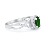 Infinity Shank Oval Engagement Ring Simulated Cubic Zirconia 925 Sterling Silver
