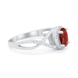 Infinity Shank Oval Engagement Ring Simulated Cubic Zirconia 925 Sterling Silver