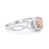 Infinity Shank Oval Engagement Ring Simulated Cubic Zirconia 925 Sterling Silver