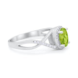 Infinity Shank Oval Engagement Ring Simulated Cubic Zirconia 925 Sterling Silver