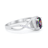 Infinity Shank Oval Engagement Ring Simulated Cubic Zirconia 925 Sterling Silver