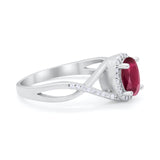 Infinity Shank Oval Engagement Ring Simulated Cubic Zirconia 925 Sterling Silver