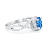Infinity Shank Oval Engagement Ring Simulated Cubic Zirconia 925 Sterling Silver