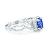 Infinity Shank Oval Engagement Ring Simulated Cubic Zirconia 925 Sterling Silver