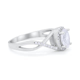 Infinity Shank Oval Engagement Ring Simulated Cubic Zirconia 925 Sterling Silver