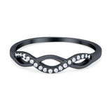 Twisted Infinity Band Ring Round Simulated Cubic Zirconia 925 Sterling Silver