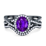 Twist Shank Engagement Oval Piece Ring Band 925 Sterling Silver Simulated CZ