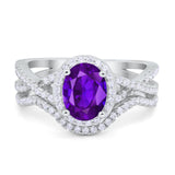 Twist Shank Engagement Oval Piece Ring Band 925 Sterling Silver Simulated CZ