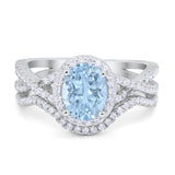 Twist Shank Engagement Oval Piece Ring Band 925 Sterling Silver Simulated CZ