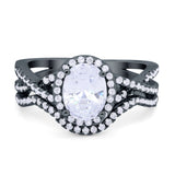 Twist Shank Engagement Oval Piece Ring Band 925 Sterling Silver Simulated CZ