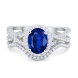 Twist Shank Engagement Oval Piece Ring Band 925 Sterling Silver Simulated CZ