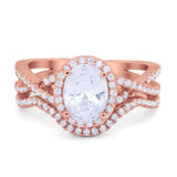 Twist Shank Engagement Oval Piece Ring Band 925 Sterling Silver Simulated CZ