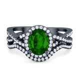 Twist Shank Engagement Oval Piece Ring Band 925 Sterling Silver Simulated CZ