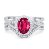 Twist Shank Engagement Oval Piece Ring Band 925 Sterling Silver Simulated CZ