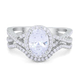 Twist Shank Engagement Oval Piece Ring Band 925 Sterling Silver Simulated CZ