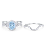 Twist Shank Engagement Oval Piece Ring Band 925 Sterling Silver Simulated CZ