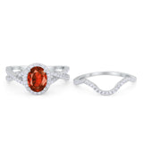 Twist Shank Engagement Oval Piece Ring Band 925 Sterling Silver Simulated CZ