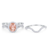 Twist Shank Engagement Oval Piece Ring Band 925 Sterling Silver Simulated CZ