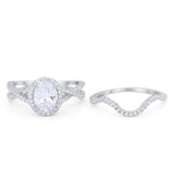 Twist Shank Engagement Oval Piece Ring Band 925 Sterling Silver Simulated CZ