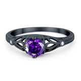 Vintage Design Engagement Solitaire Ring Simulated Cubic Zirconia 925 Sterling Silver