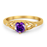 Vintage Design Engagement Solitaire Ring Simulated Cubic Zirconia 925 Sterling Silver