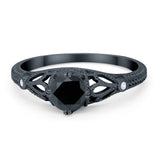 Vintage Design Engagement Solitaire Ring Simulated Cubic Zirconia 925 Sterling Silver