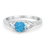 Vintage Design Engagement Solitaire Ring Simulated Cubic Zirconia 925 Sterling Silver