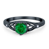 Vintage Design Engagement Solitaire Ring Simulated Cubic Zirconia 925 Sterling Silver