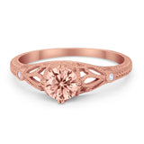 Vintage Design Engagement Solitaire Ring Simulated Cubic Zirconia 925 Sterling Silver