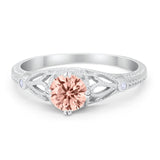 Vintage Design Engagement Solitaire Ring Simulated Cubic Zirconia 925 Sterling Silver