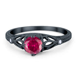 Vintage Design Engagement Solitaire Ring Simulated Cubic Zirconia 925 Sterling Silver