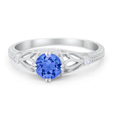 Vintage Design Engagement Solitaire Ring Simulated Cubic Zirconia 925 Sterling Silver