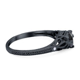 Vintage Design Engagement Solitaire Ring Simulated Cubic Zirconia 925 Sterling Silver