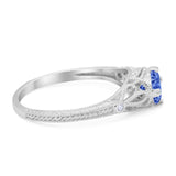 Vintage Design Engagement Solitaire Ring Simulated Cubic Zirconia 925 Sterling Silver