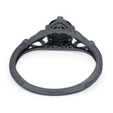 Vintage Design Engagement Solitaire Ring Simulated Cubic Zirconia 925 Sterling Silver