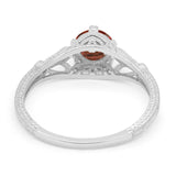 Vintage Design Engagement Solitaire Ring Simulated Cubic Zirconia 925 Sterling Silver