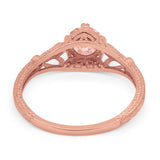 Vintage Design Engagement Solitaire Ring Simulated Cubic Zirconia 925 Sterling Silver