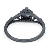 Vintage Design Engagement Solitaire Ring Simulated Cubic Zirconia 925 Sterling Silver