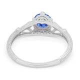 Vintage Design Engagement Solitaire Ring Simulated Cubic Zirconia 925 Sterling Silver